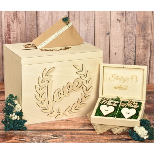 Pudełko Na Koperty i Obrączki Ślubne Naturalne Komplet.jpg